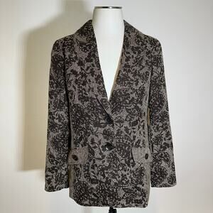 NWD Coldwater Creek Brown Floral Printed Tweed Blazer Suit Jacket Womens Size 12